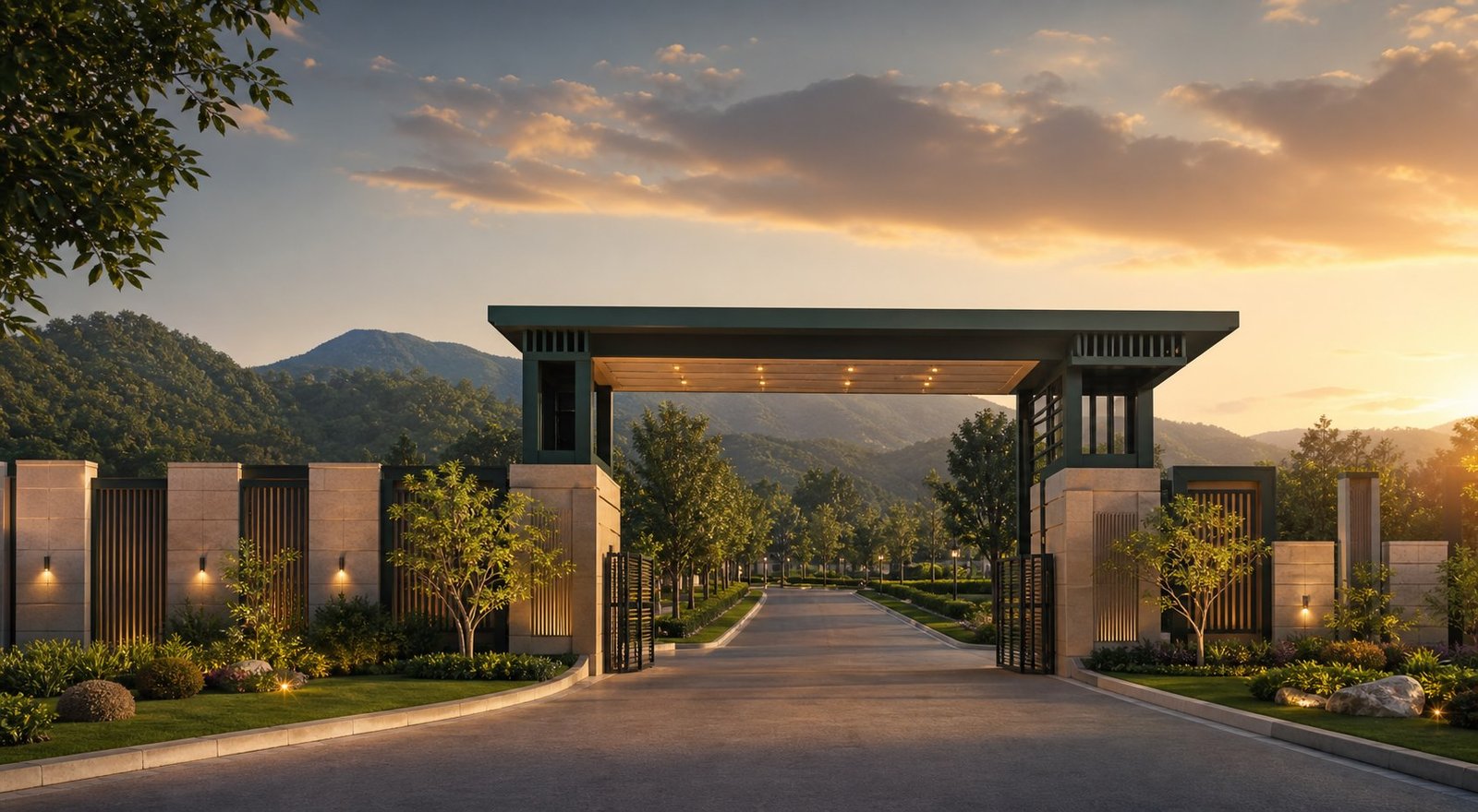 Main entrance and commercial convenience zone at Nirvaana Greens